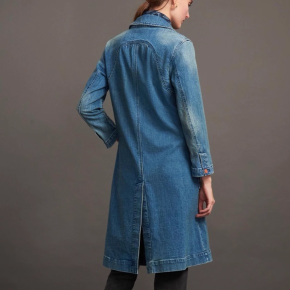 Anthropologie Blue Denim Trench Coat - Picture 5 of 10